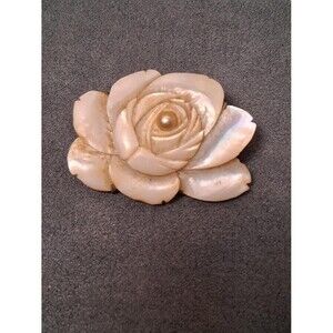 Bethlehem Pearl Carved Flower Brooch Vintage Mother of Pearl Pin